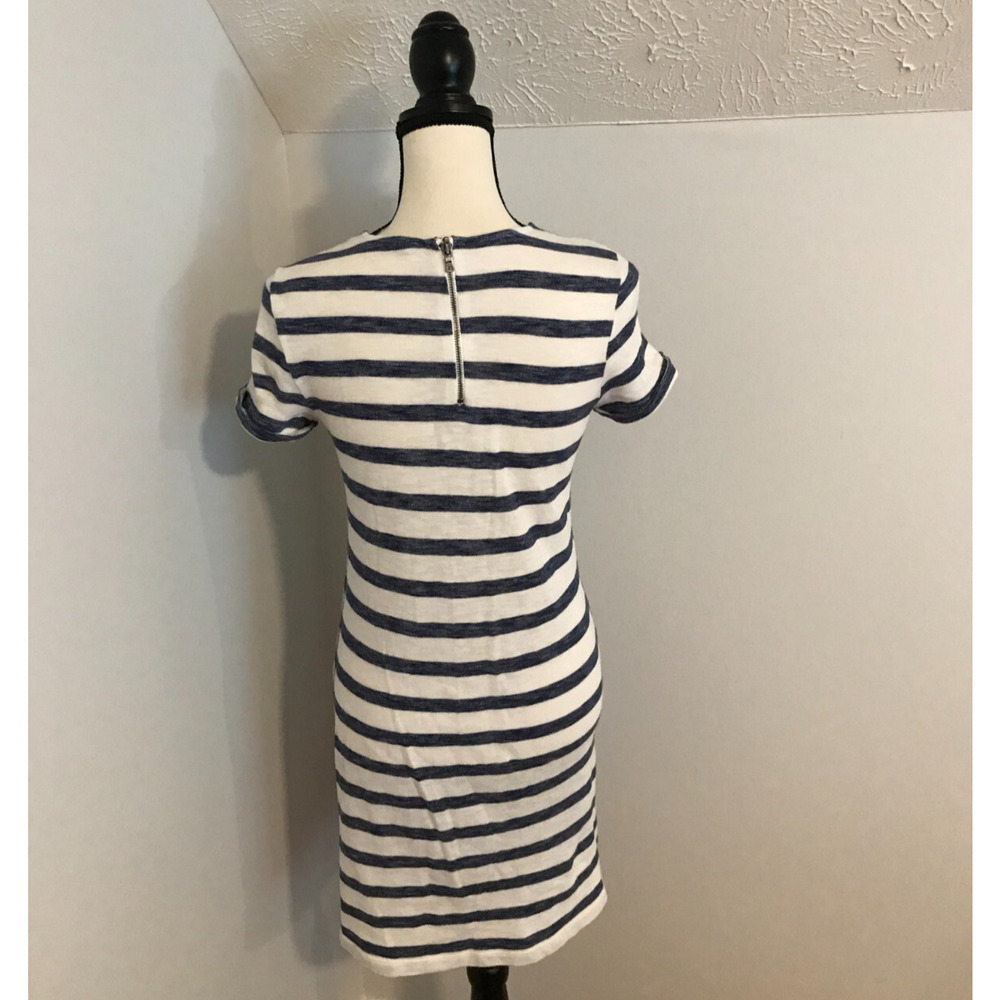 Alice + Olivia Blue White Striped Mini Dress Rolled Sleeve Cotton XS - Picture 4 of 9